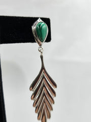 Jay King Sterling Silver Malachite Leaf Design Drop Earrings, 2-1/2"