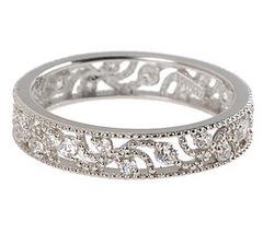 Diamonique Sterling Floral Design Eternity Band Size 7