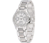 Diamonique Silvertone Sub-Dial Adjustable Bracelet Watch