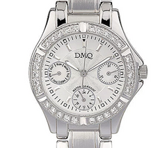 Diamonique Silvertone Sub-Dial Adjustable Bracelet Watch
