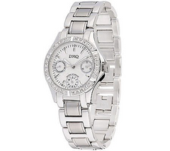 Diamonique Silvertone Sub-Dial Adjustable Bracelet Watch