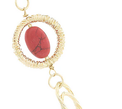 Goldtone Red Stone Wrapped Fashion Necklace