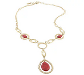 Goldtone Red Stone Wrapped Fashion Necklace