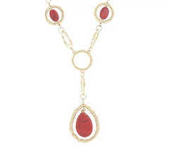 Goldtone Red Stone Wrapped Fashion Necklace