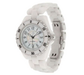 Isaac Mizrahi Live! Ceramic Watch with Mother-of-Pearl Dial Large