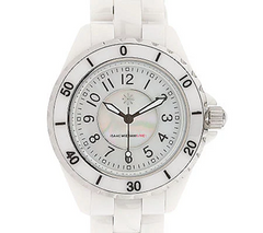 Isaac Mizrahi Live! Ceramic Watch with Mother-of-Pearl Dial Large