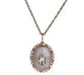 Wildlife by Heidi Klum Oval Faceted Rose Tone Pendant_w/Chain