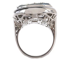 Drusy Quartz Bold Oval Pink Sterling Ring Size 6