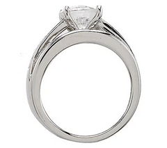 Diamonique Platinum Clad 100-Facet Channel-Set Ring Size 10