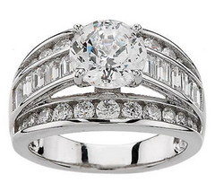 Diamonique Platinum Clad 100-Facet Channel-Set Ring Size 10