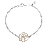 Jean Butler Sterling Silver & Gold Plated Irish Rose Bracelet 7-1/4"L