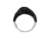 3.10 ct tw Black Spinel Pave' Wave Sterling silver Ring, Sizes 5