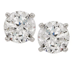 Diamonique 100- Facet Platinum Clad SS Stud Earrings