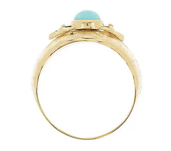 Veronese 18K Clad Oval Turquoise Diamond Cut Design Ring Size 5