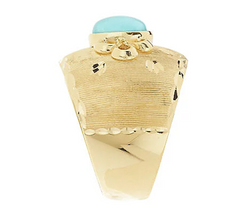 Veronese 18K Clad Oval Turquoise Diamond Cut Design Ring Size 5