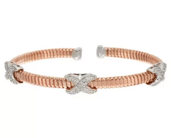 VicenzaSilver Sterling silver Crystal "X" Design Tubogas Cuff