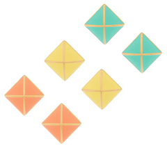 Joan Rivers Set of 3 Enamel Pyramid Button Earrings