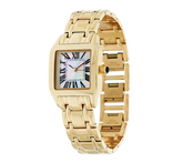 Gold Tone Bronze Mother-of-Pearl Cushion Panther Link Watch by Bronzo Italia