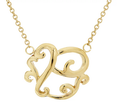 Stainless Steel Gold Tone Scroll Design Initial P Necklace
