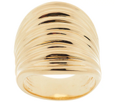 Bronze Bold Polished Ribbed Saddle Ring by Bronzo Italia, Size 5