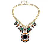 Joan Rivers Jeweled Gold Tone Statement Necklace on 18" Curb Chain