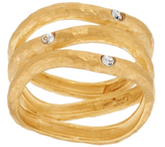 Vicenza Silver Sterling Diamonique Station Wavy 3-row Ring, Size 5