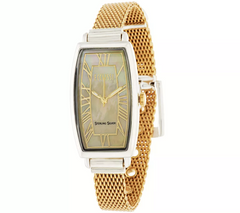 Ecclissi Gold Tone Sterling Silver Mother-of-Pearl Dial Mesh Strap Watch