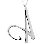 Sterling Silver "A" Inital Necklace w/33" Chain by Silver Style