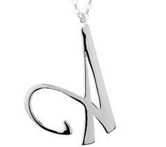 Sterling Silver "A" Inital Necklace w/33" Chain by Silver Style