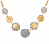 Veronese 18K Clad Lire Coin 18" Necklace, 18K yellow gold-clad Sterling Silver