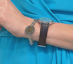 Bronze 500 Lire Coin Oval Rolo Link Bracelet by Bronzo Italia