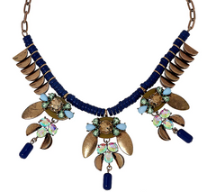 Susan Graver Blue Bead Statement Necklace