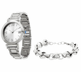 Stainless Steel Watch Set with Bracelet, Boxed