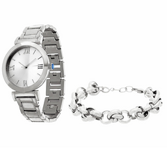 Stainless Steel Watch Set with Bracelet, Boxed