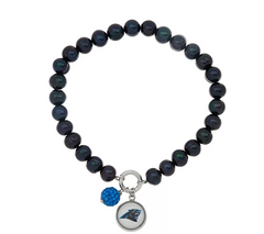 Honora Cultured Pearl NFL Team Stretch Blue Charm Black Bracelet Avg
