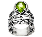 Or Paz Sterling Silver Pear Shaped Gemstone Ring, Size 7
