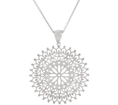 Bronze Cut-Out_Crystal Silver Tone Pendant w/18" Chain by Bronzo Italia