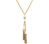 C. Wonder 28-1/4" Rope "Y" Necklace with White Double Tassel Station