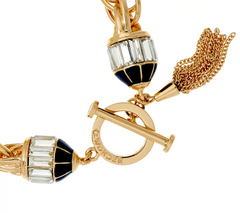 C. Wonder Triple Rolo Link Bracelet with Navy Crystal Toggle Station Small