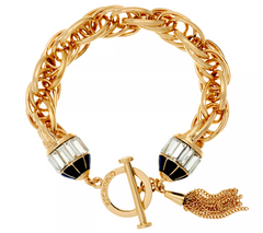 C. Wonder Triple Rolo Link Bracelet with Navy Crystal Toggle Station Small