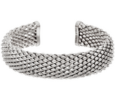 Bronze Faceted Silver Tone Cuff Bracelet by Bronzo Italia, Avg 7-1/4"