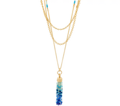 C. Wonder 30 1/2" Multi-chain Necklace with Mykonos Blue Tassel Station