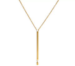 Stainless Steel Vertical Bar Necklace Gold Tone 18" Chain