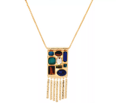 C. Wonder 30" Wheat Chain Multi-Stone Station Necklace