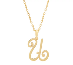 C. Wonder 32" Script Goldtone Initial "U" Pendant Necklace