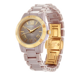Isaac Mizrahi Live! Coin Edge Ceramic Taupe Watch Small