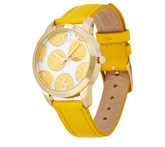 C. Wonder Round Lemon Dial Yellow Leather Strap Watch
