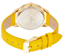 C. Wonder Round Lemon Dial Yellow Leather Strap Watch