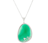 JMH Jewellery Sterling Silver and Green Onyx Gemstone Pendant with 28" Chain