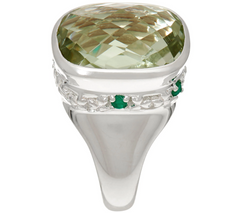 JMH Jewellery Sterling Silver and Green Agate Gemstone Ring Size 5